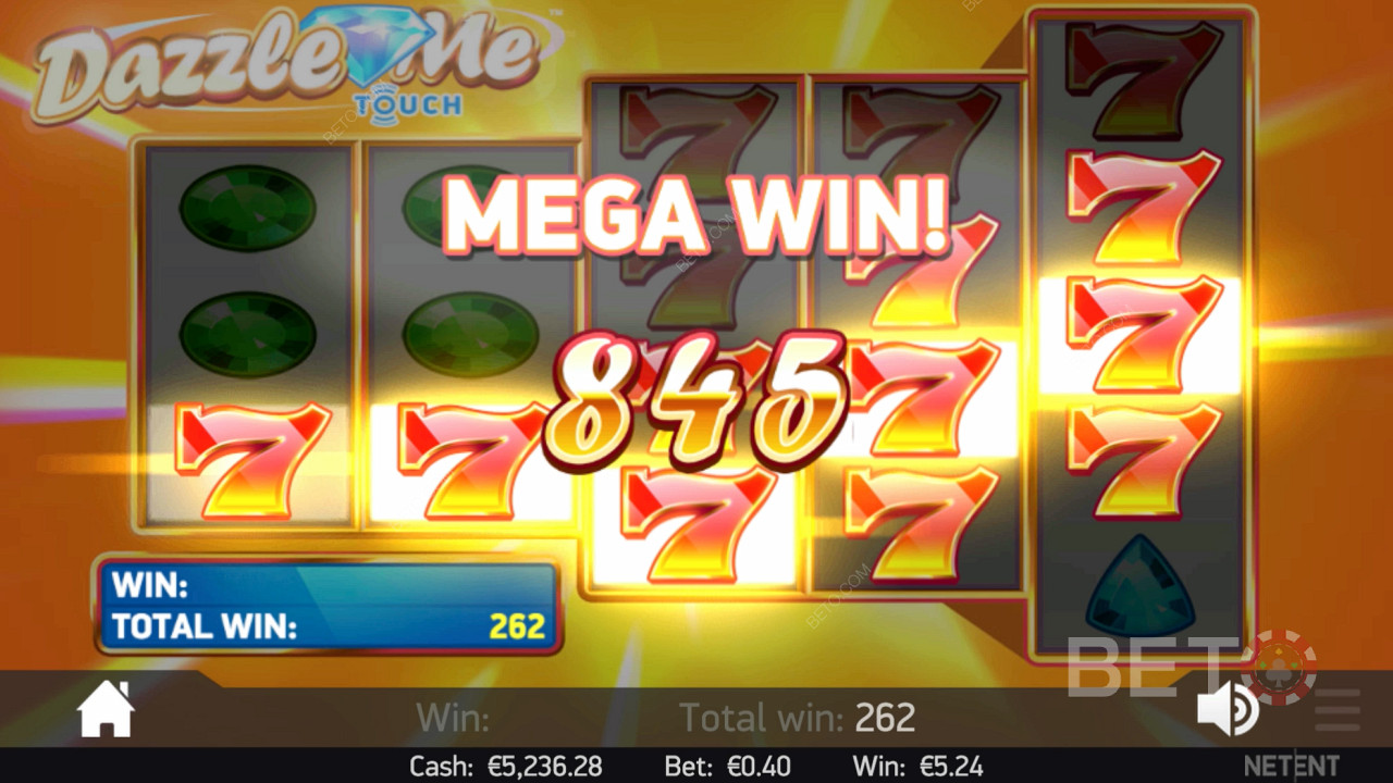 Mega Win στον διαδικτυακό κουλοχέρη Dazzle Me