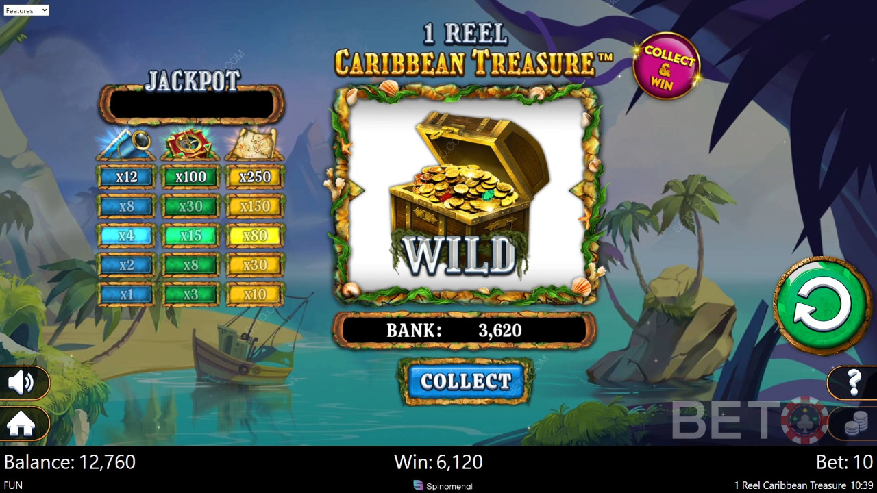 1 Reel Caribbean Treasure Ανασκόπηση από BETO Slots