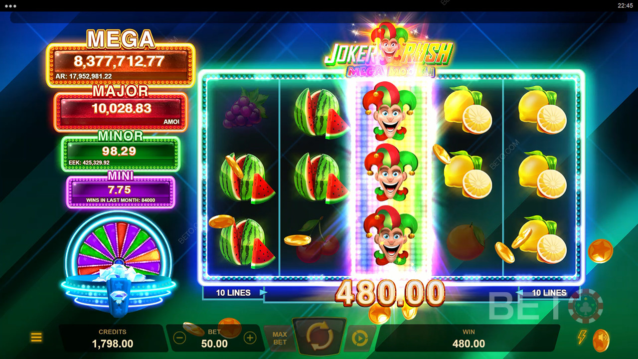 Joker Rush Mega Moolah Ανασκόπηση από BETO Slots