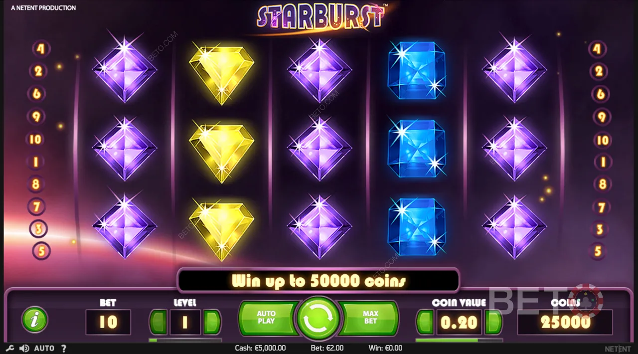 Starburst - Παράδειγμα βίντεο με εκρηκτικό παιχνίδι, δωρεάν περιστροφές και κέρδη