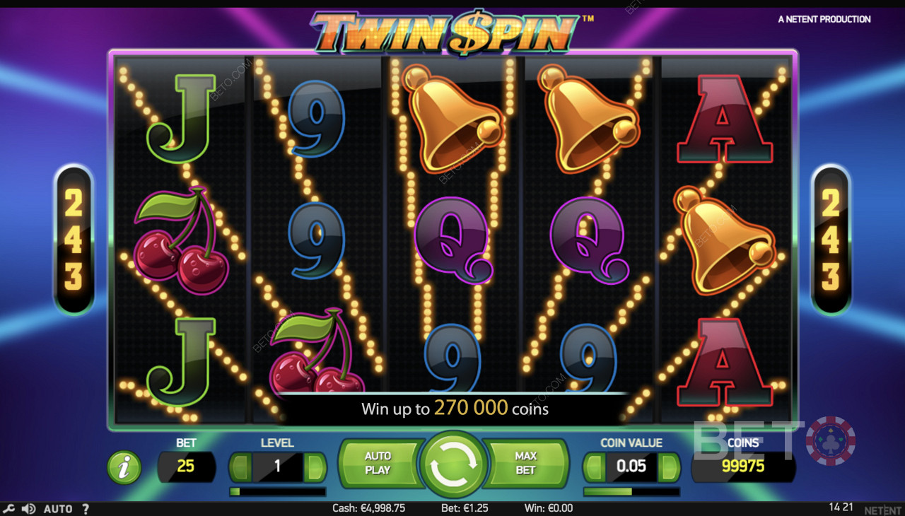 Twin Spin - Απλό παιχνίδι με σύμβολα όπως καμπάνες, κεράσια και άλλα σύμβολα
