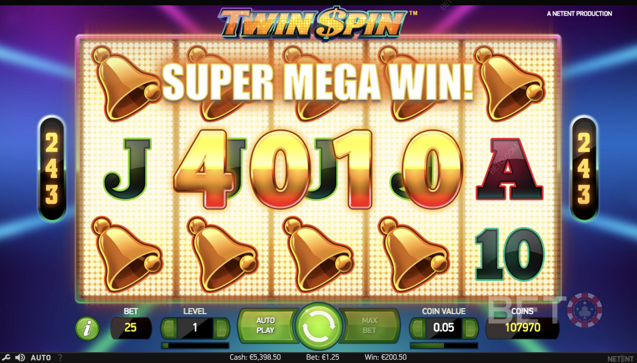 Κερδίζοντας ένα Super Mega Win στο Twin Spin