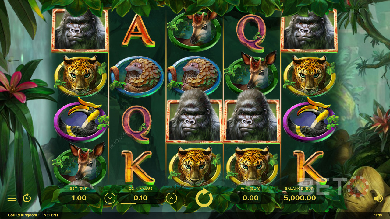 Σύμβολα με άγρια ζώα στον online κουλοχέρη Gorilla Kingdom