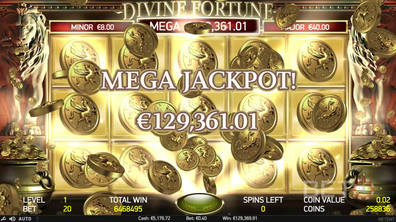Το να χτυπήσετε το Mega Jackpot είναι το κύριο αξιοθέατο του Divine Fortune