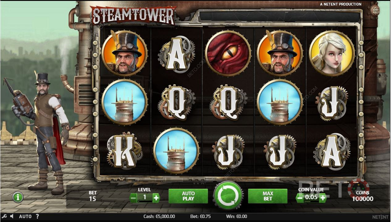 Παιχνίδι του διαδικτυακού κουλοχέρη Steam Tower