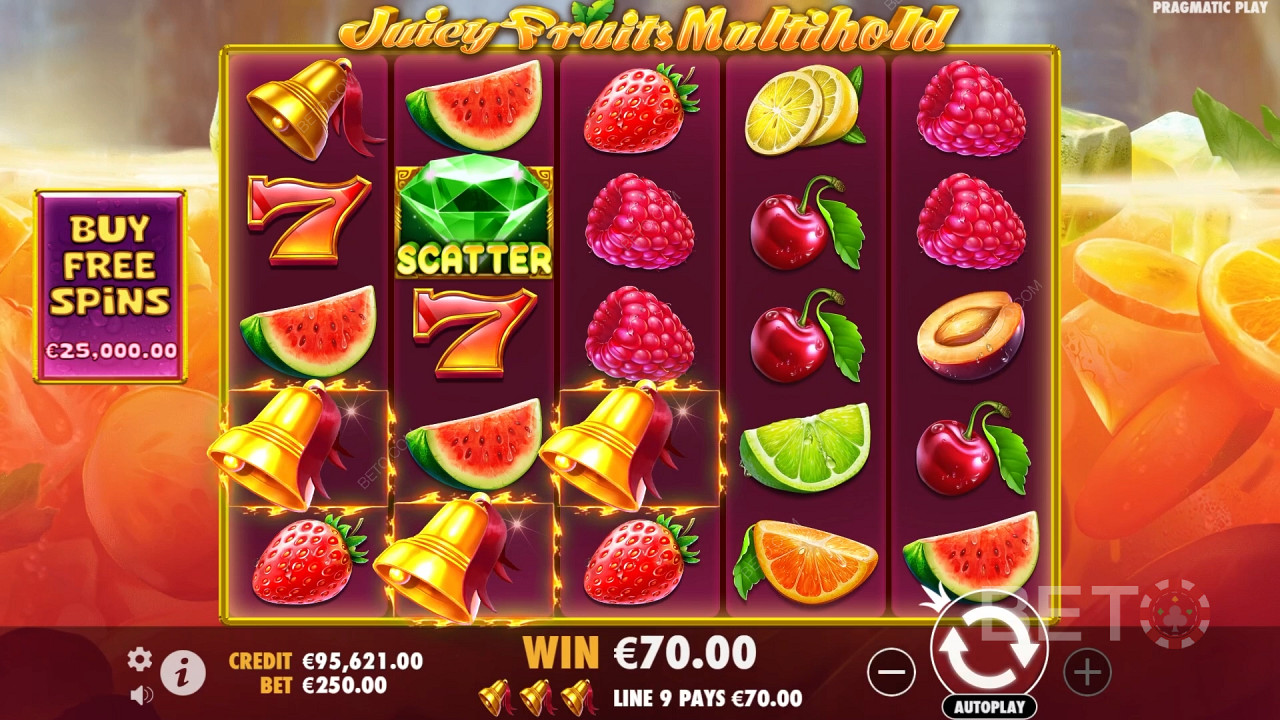 Κερδίστε 8.000 φορές το στοίχημά σας στον online κουλοχέρη Juicy Fruits Multihold!