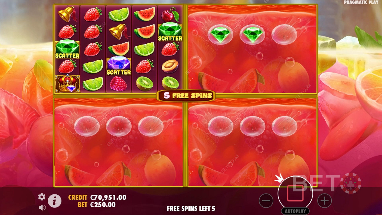 Χαρακτηριστικά μπόνους που εξηγούνται στο Juicy Fruits Multihold από Pragmatic Play