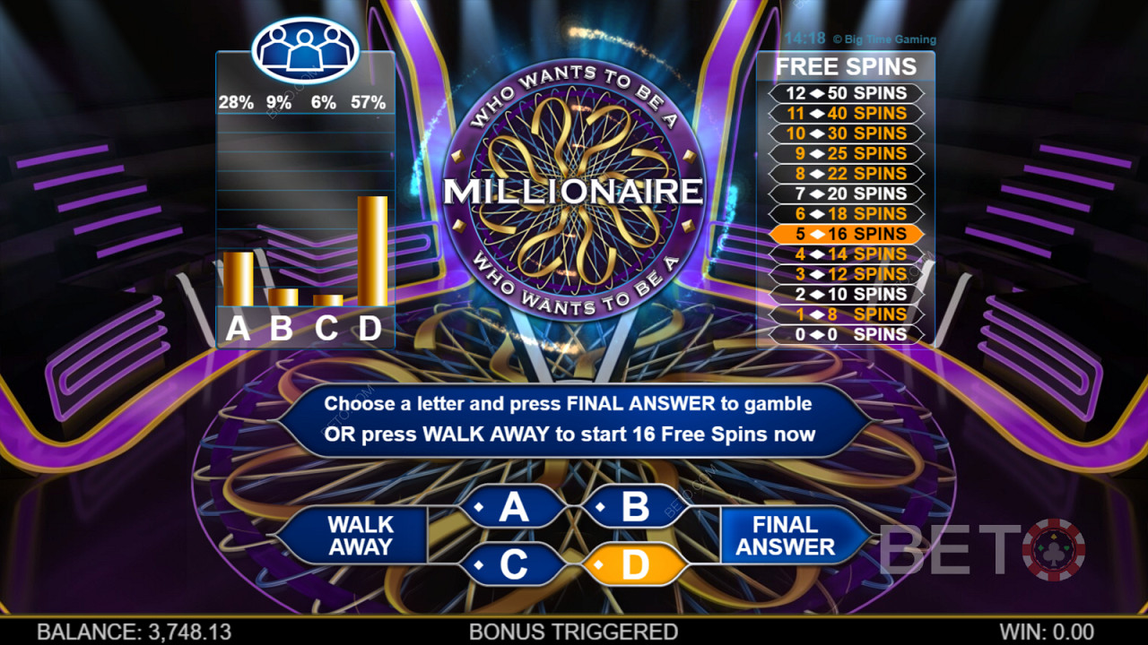 Who Wants To Be A Millionaire Megaways - Ο χρόνος πλησιάζει, ρωτήστε το κοινό ή τηλεφωνήστε σε έναν φίλο εάν θέλετε να είστε ο επόμενος εκατομμυριούχος!
