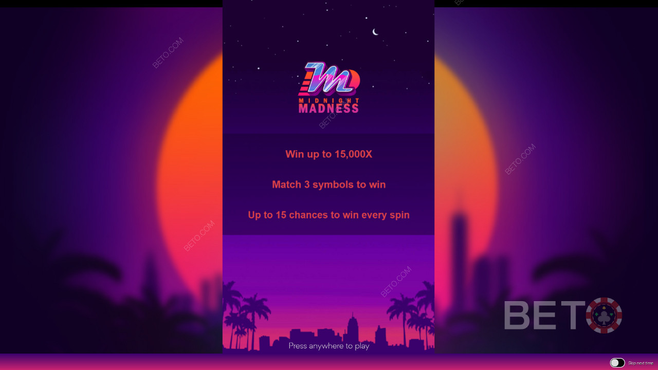 Η αρχική οθόνη στο Midnight Madness με πληροφορίες για το gameplay