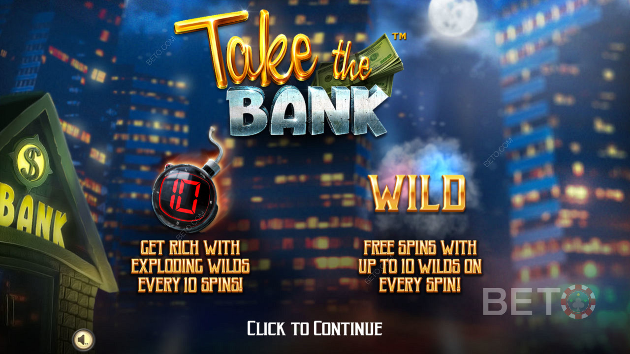 Εισαγωγική οθόνη του Take The Bank - Get Rich with exploding Wilds