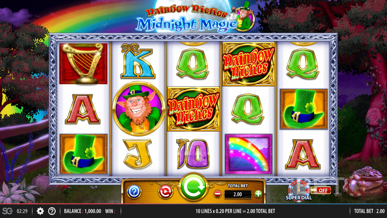 Πλέγμα gaming 5x3 στο Rainbow Riches Midnight Magic