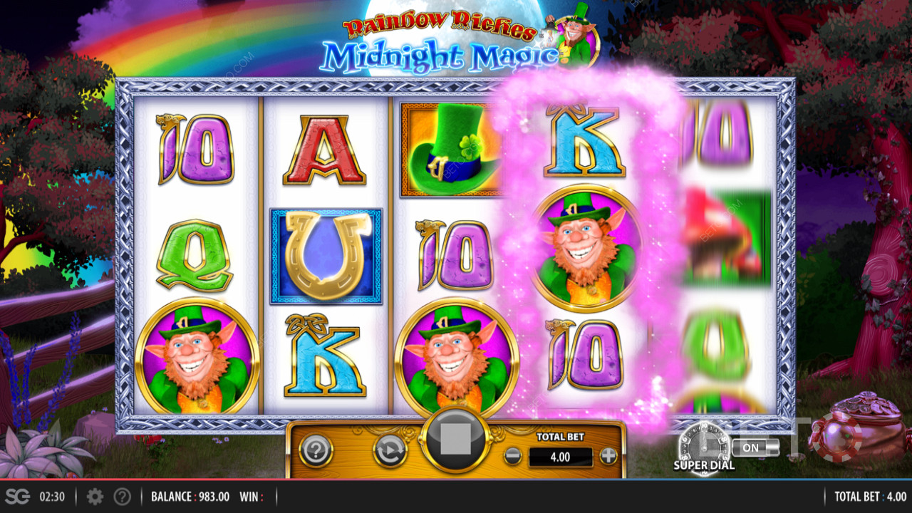 Το Rainbow Riches Midnight Magic από Barcrest, το οποίο διαθέτει ένα μπόνους Super Dial