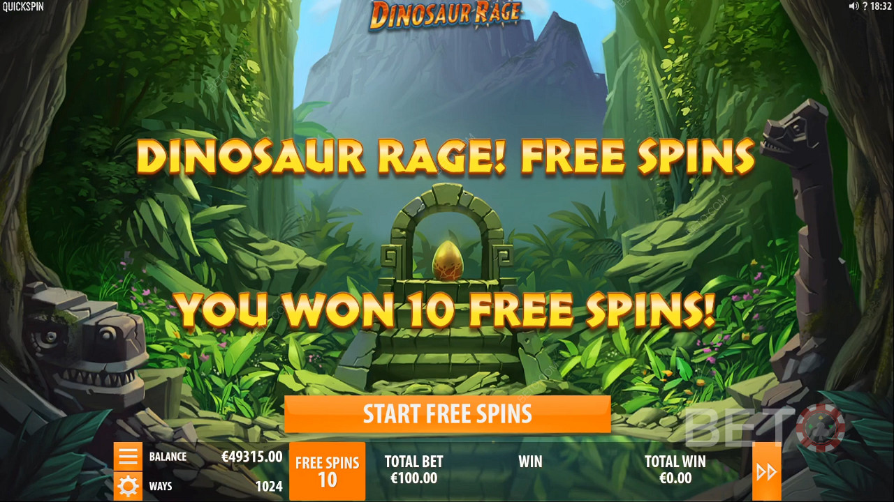 Κερδίζοντας δωρεάν περιστροφές στο Dinosaur Rage
