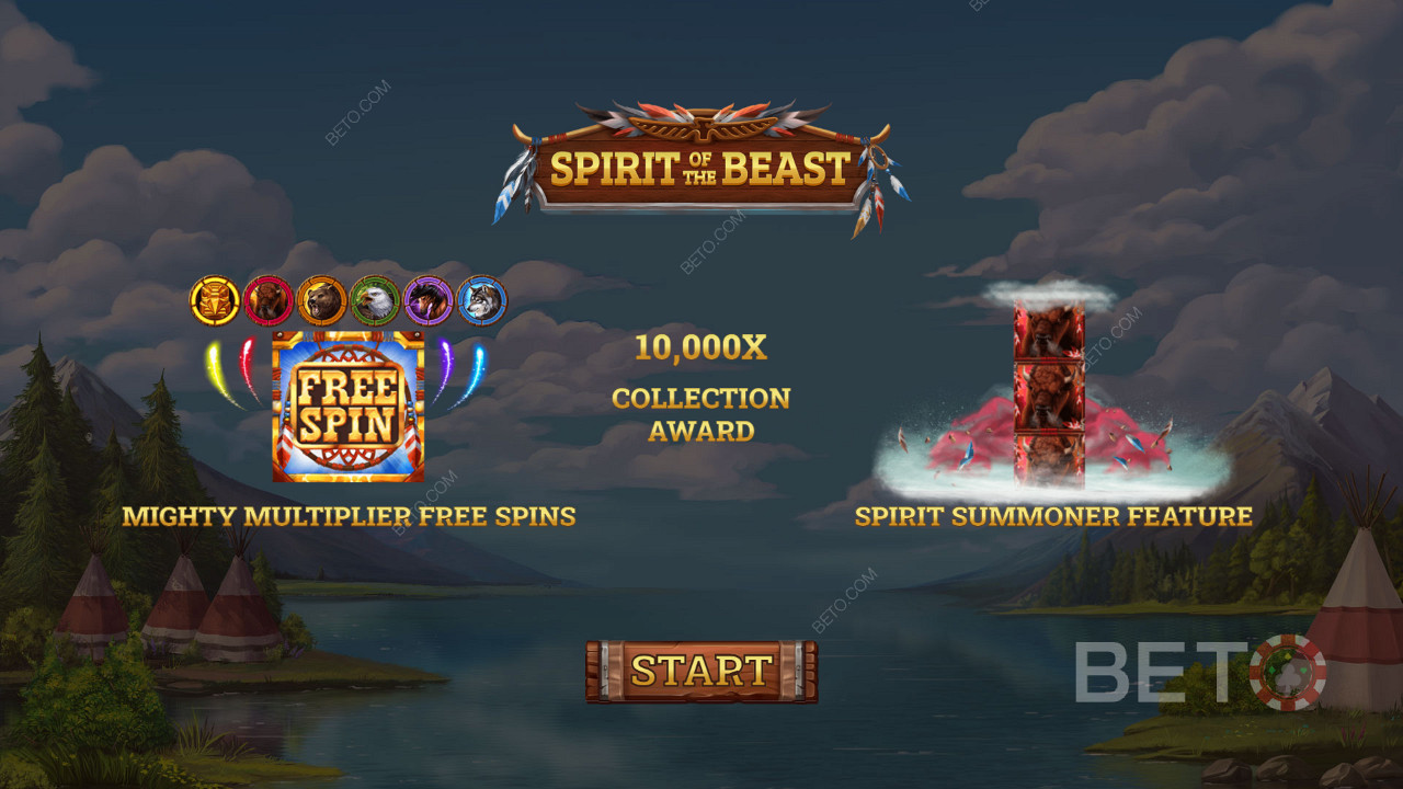 Οθόνη εισαγωγής του κουλοχέρη Spirit of the Beast