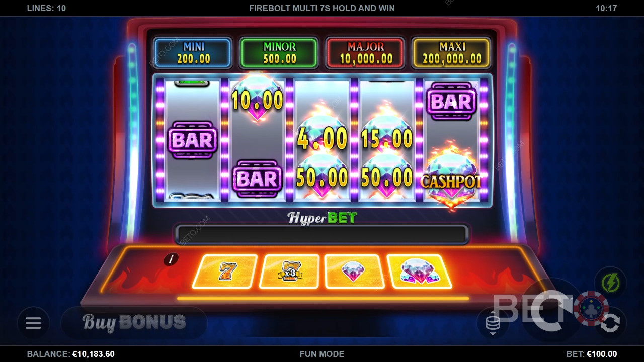Firebolt Multi 7s Hold and Win Ανασκόπηση από BETO Slots