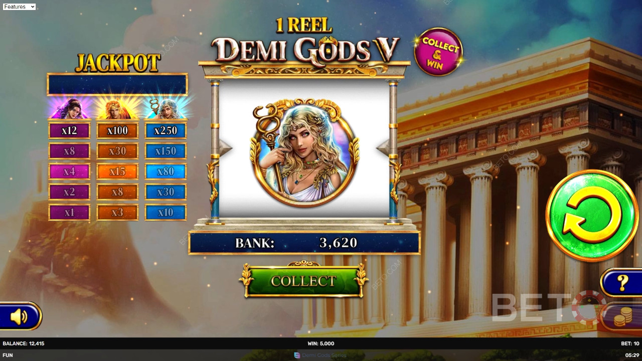 1 Τροχός - Demi Gods V Ανασκόπηση από BETO Slots