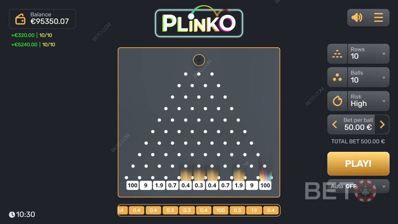 Ανασκόπηση του Plinko από τους κουλοχέρηδες BETO