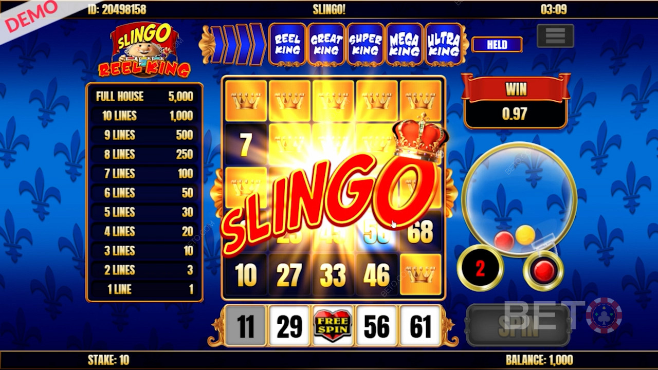 Slingo στην υποδοχή Slingo Reel King