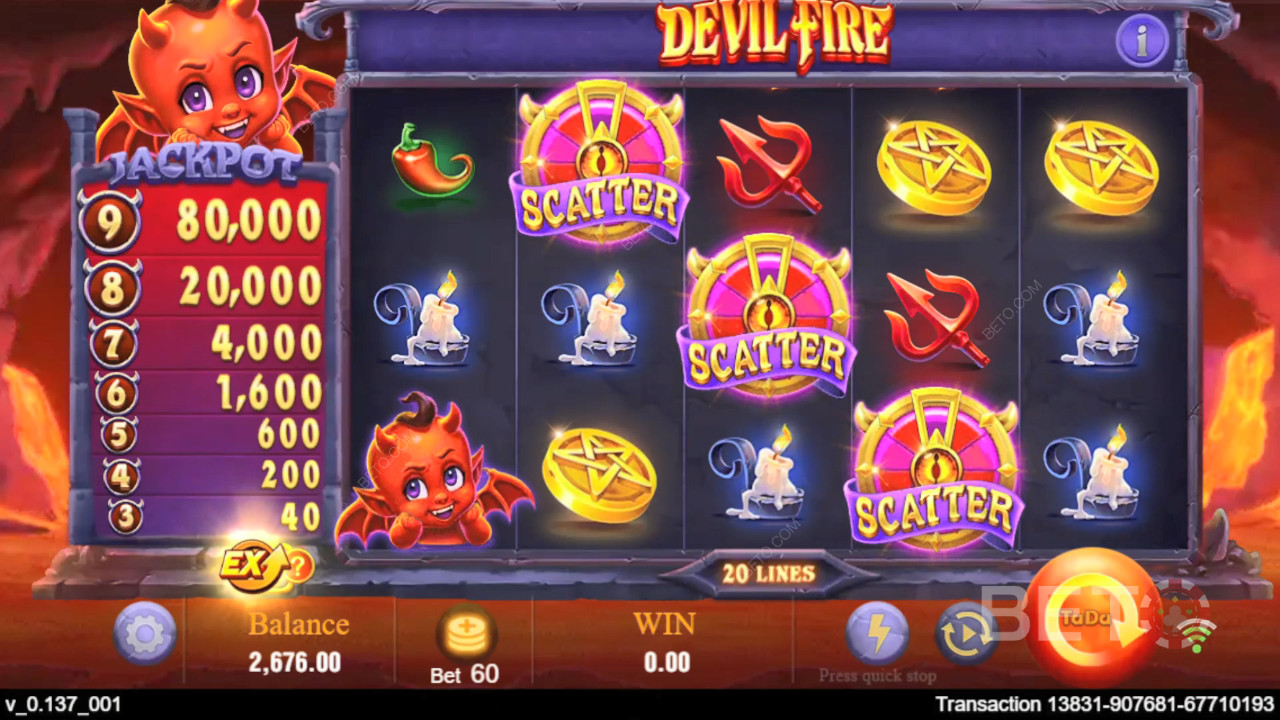 Χαρακτηριστικά μπόνους που εξηγούνται στο Devil Fire από την TaDa Gaming
