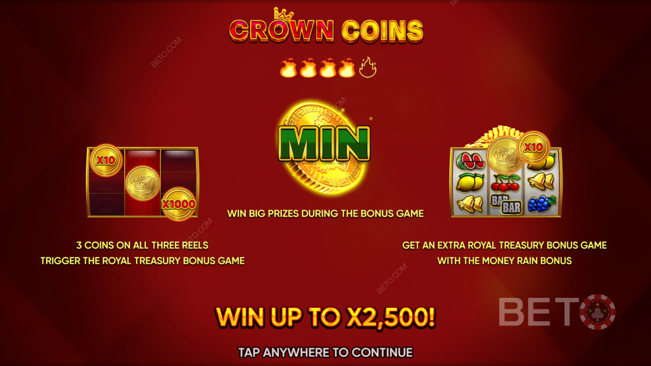 Χαρακτηριστικά μπόνους που εξηγούνται στο Crown Coins από Endorphina
