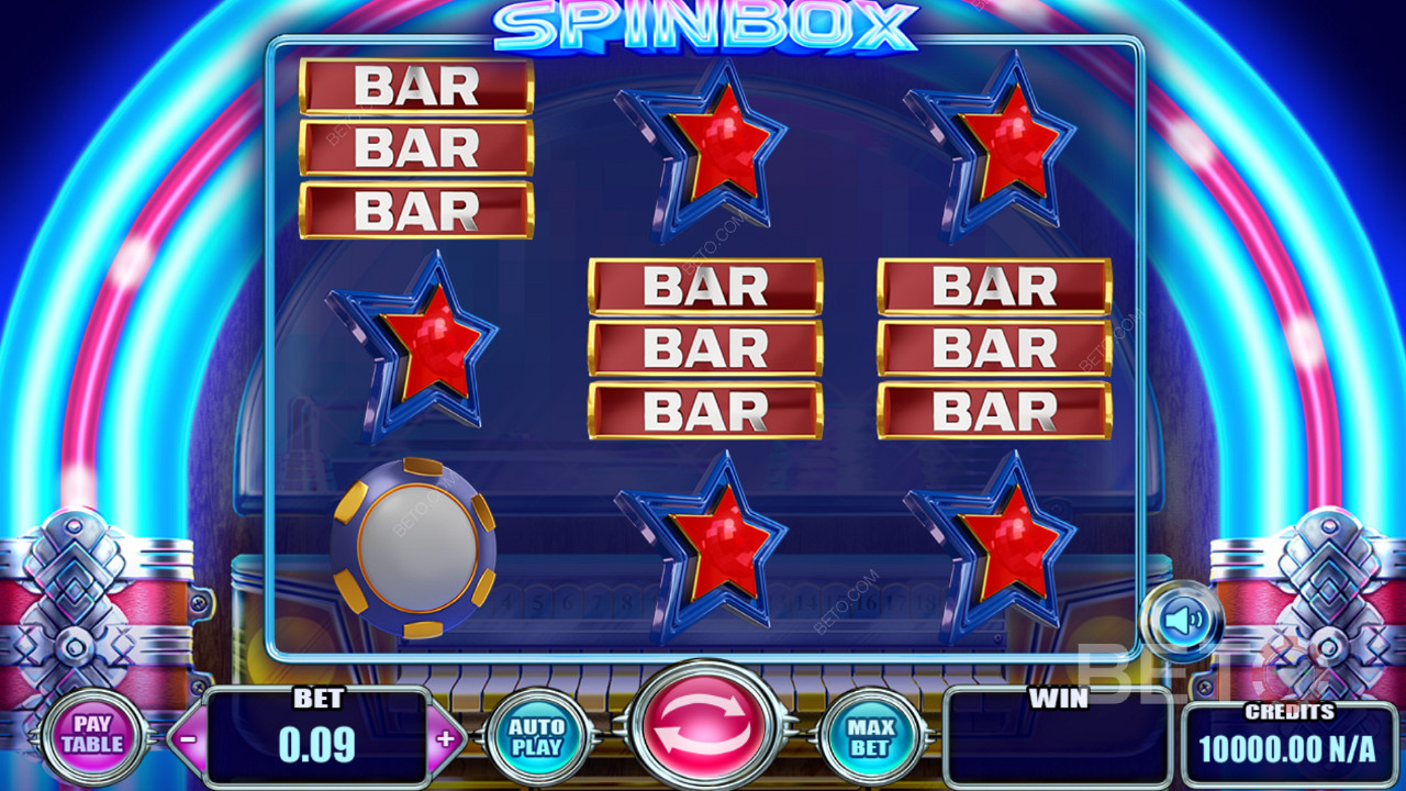 Ελκυστικά σύμβολα και κλασικό θέμα παιχνιδιού στον κουλοχέρη Spinbox
