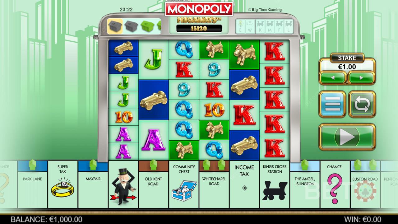 Πλέγμα παιχνιδιών Megaways στη Monopoly Megaways