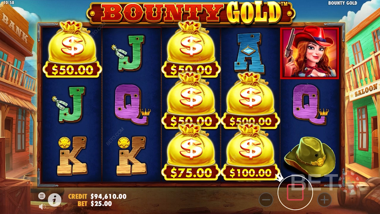 Σύμβολα τσάντας χρημάτων στο πλέγμα του Bounty Gold