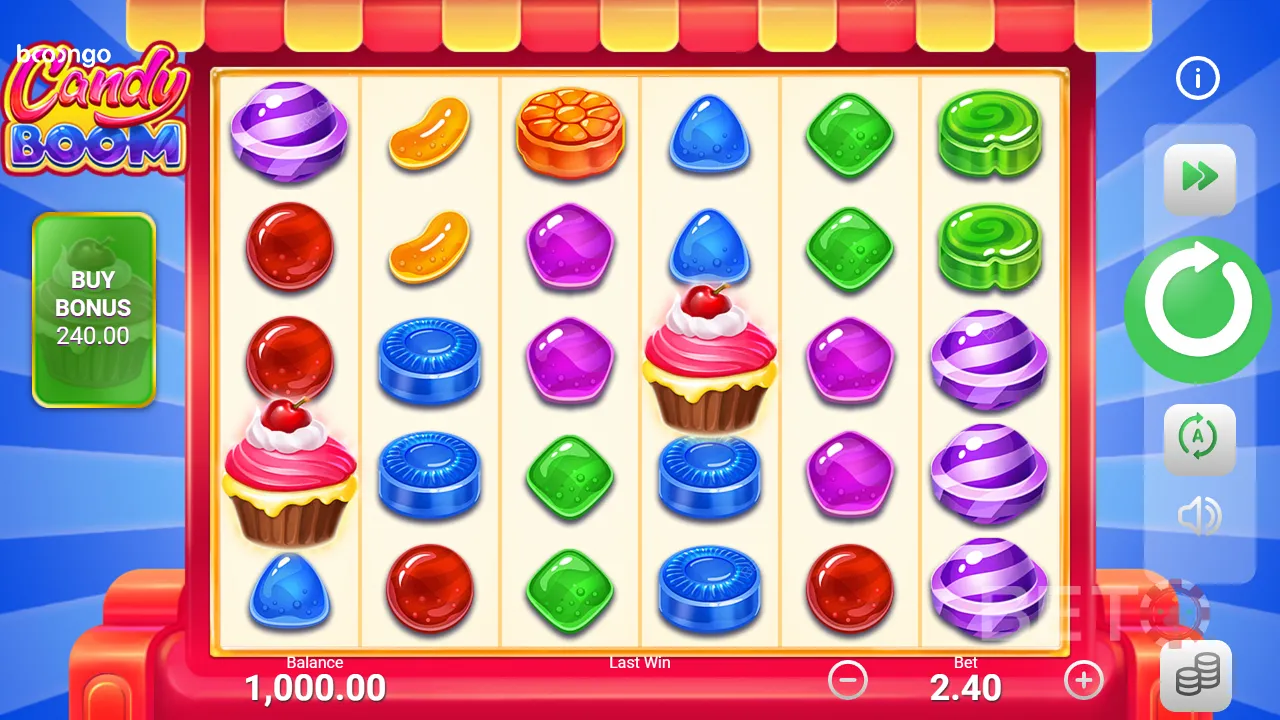 Δείγμα παιχνιδιού του Candy Boom που δείχνει πολύχρωμα γραφικά