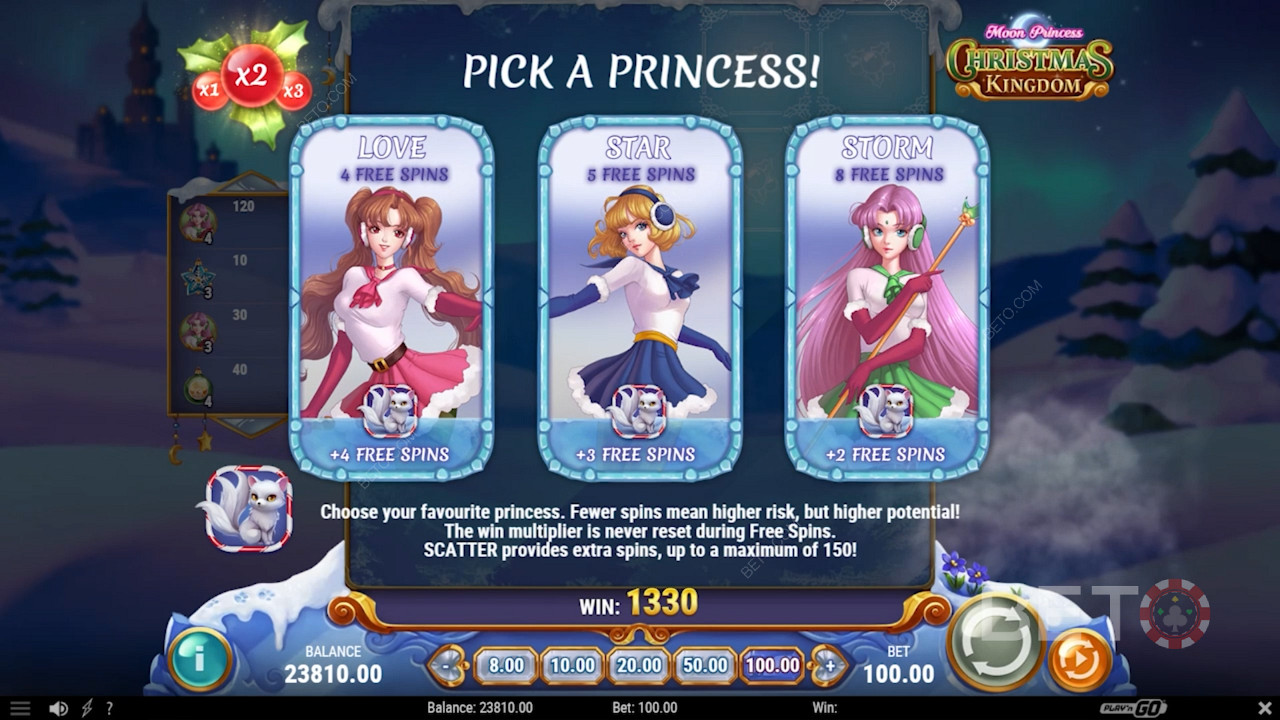 Ειδικές δωρεάν περιστροφές στο Moon Princess Christmas Kingdom