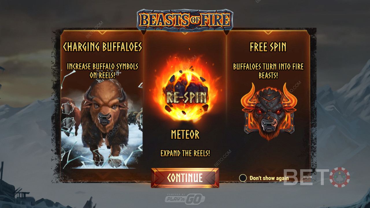 Η οθόνη εισαγωγής του Beasts of Fire δείχνει πληροφορίες σχετικά με το παιχνίδι