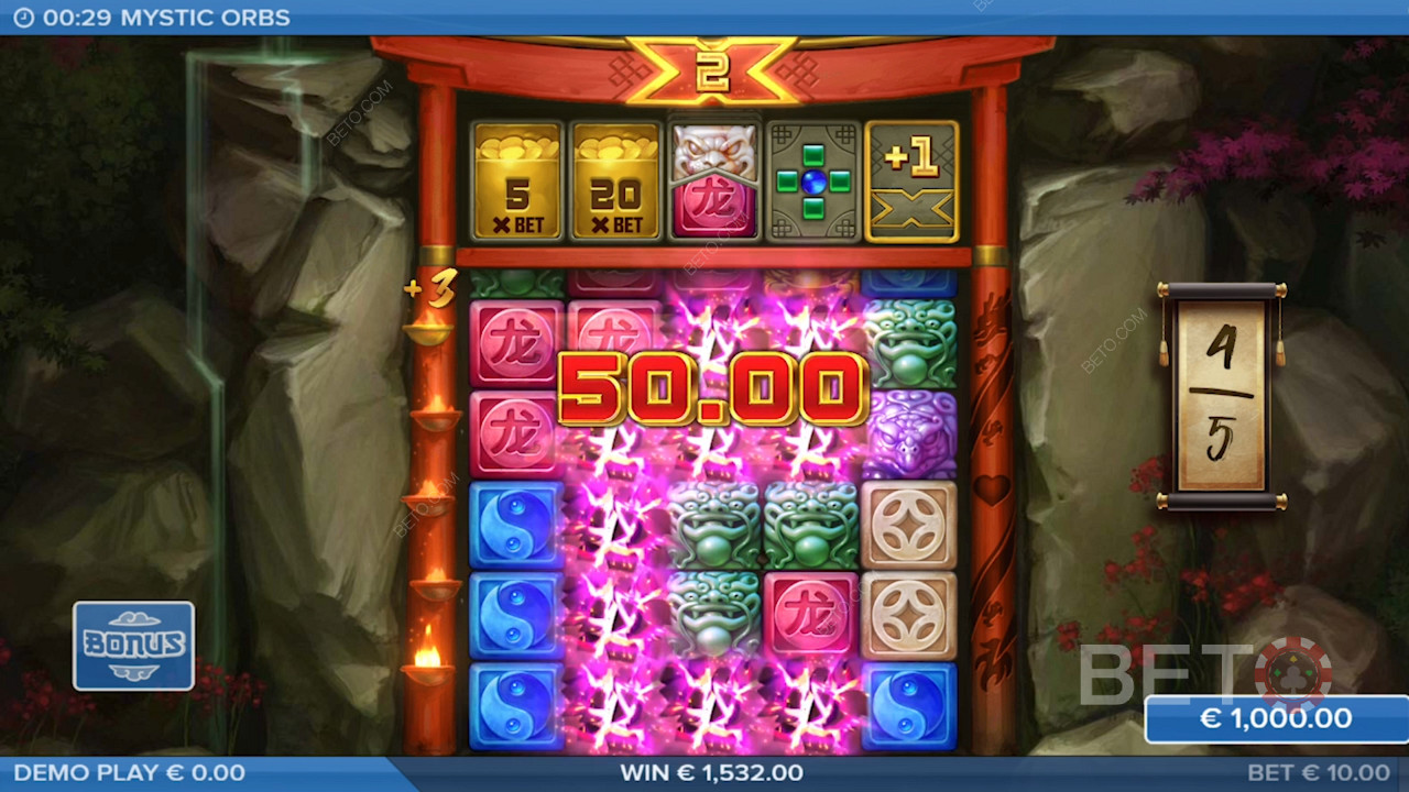 Η μηχανή Cluster Pays θα ενεργοποιήσει τα playthrough σας σε αυτό το παιχνίδι καζίνο