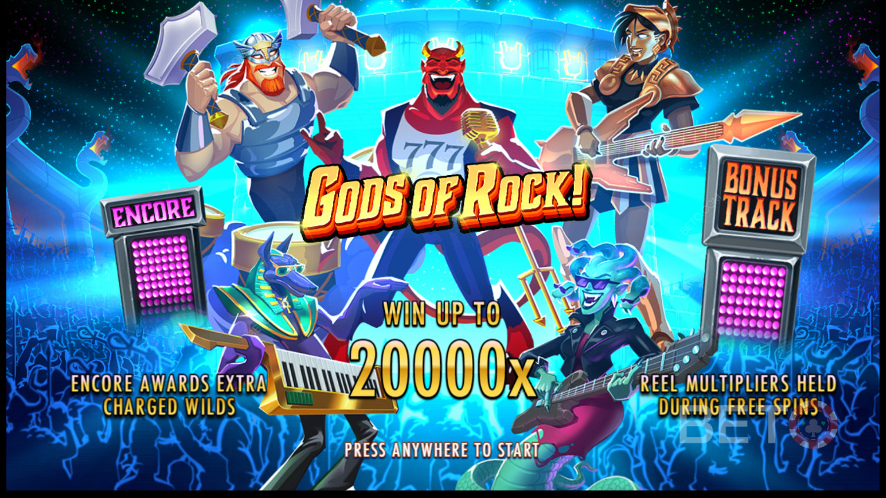 Απολαύστε πολλές ισχυρές δυνατότητες μπόνους στον κουλοχέρη Gods of Rock