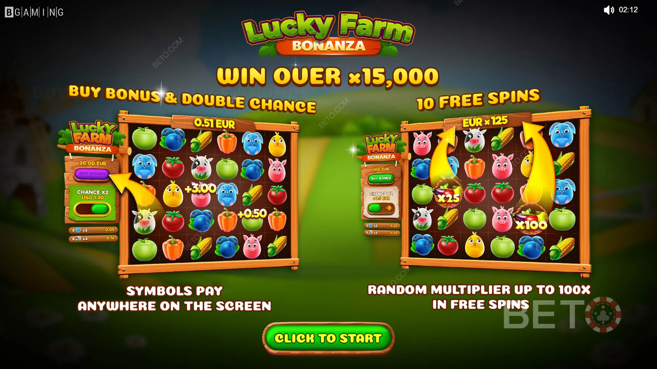 Απολαύστε πολλαπλασιαστές, διπλή ευκαιρία και δωρεάν περιστροφές στο παιχνίδι καζίνο Lucky Farm Bonanza