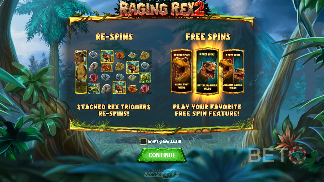 Απολαύστε Respins και 3 τύπους δωρεάν περιστροφών στον κουλοχέρη Raging Rex 2