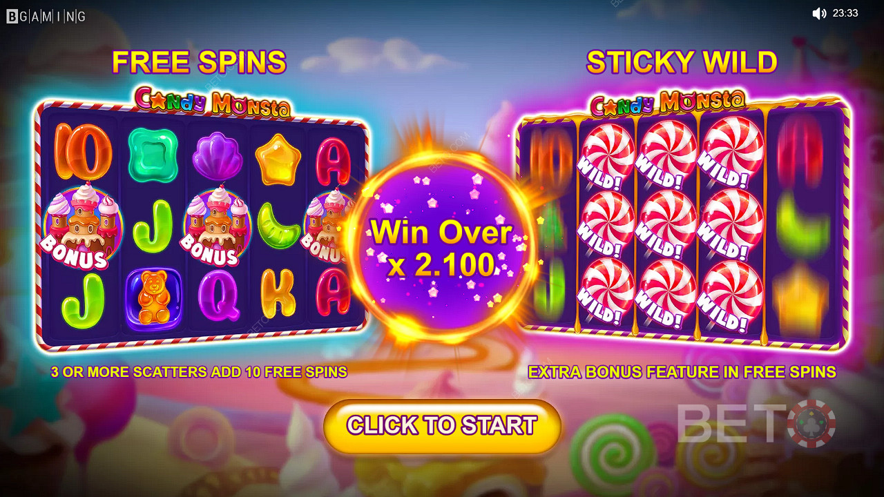 Παίξτε τον κουλοχέρη Candy Monsta - τώρα για μια ευκαιρία να κερδίσετε χρηματικά έπαθλα αξίας 1.000 φορές το συνολικό ποντάρισμα.