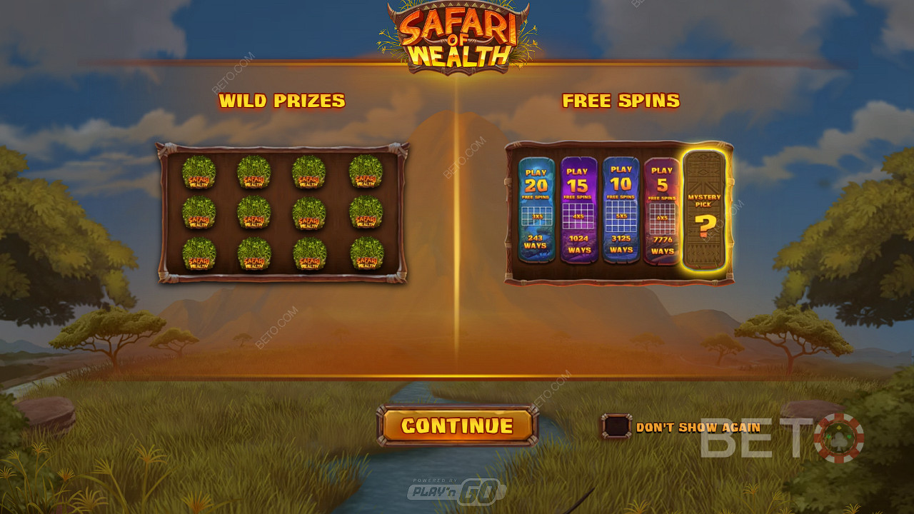 Αποκτήστε τεράστια κέρδη μέσω των Wild Prizes και των Free Spins στον κουλοχέρη Safari of Wealth.