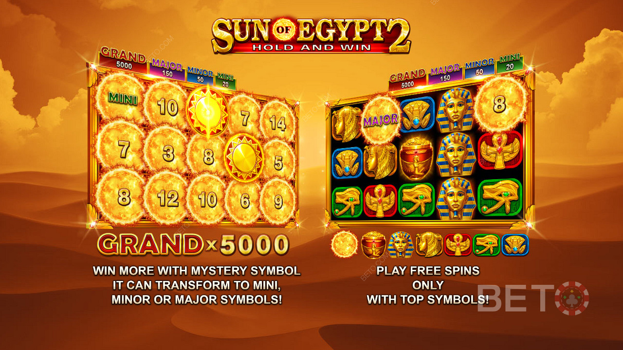 Απολαύστε τζάκποτ αξίας έως και 5.000x του πονταρίσματός σας και δωρεάν περιστροφές στον κουλοχέρη Sun of Egypt 2.