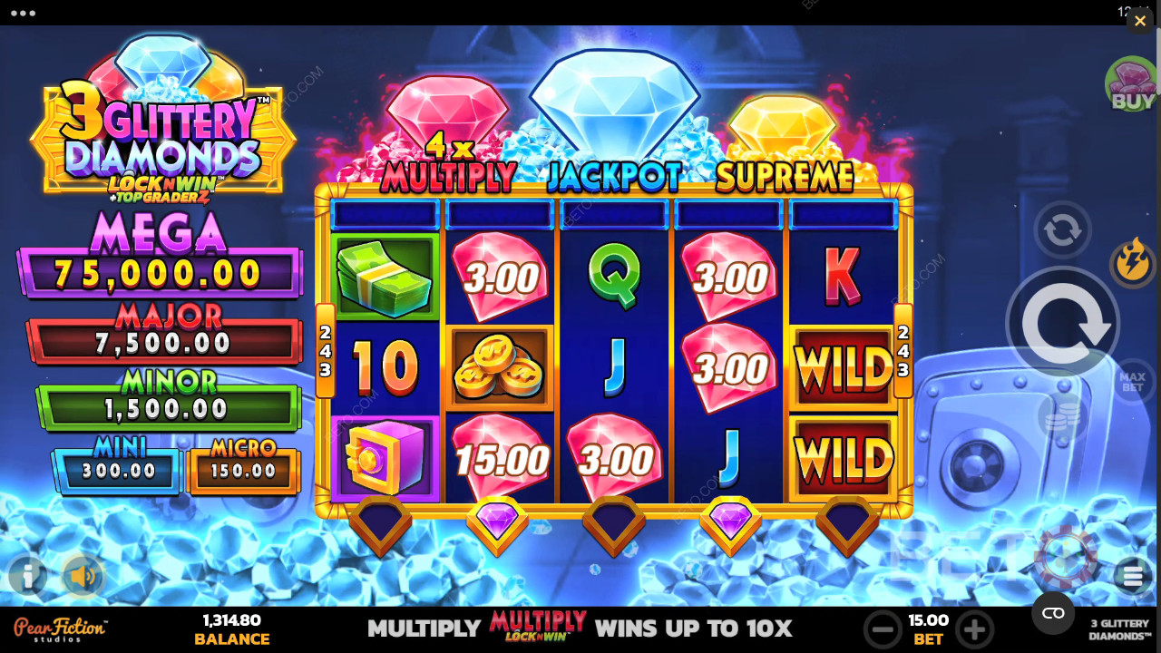 3 Glittery Diamonds Ανασκόπηση από BETO Slots