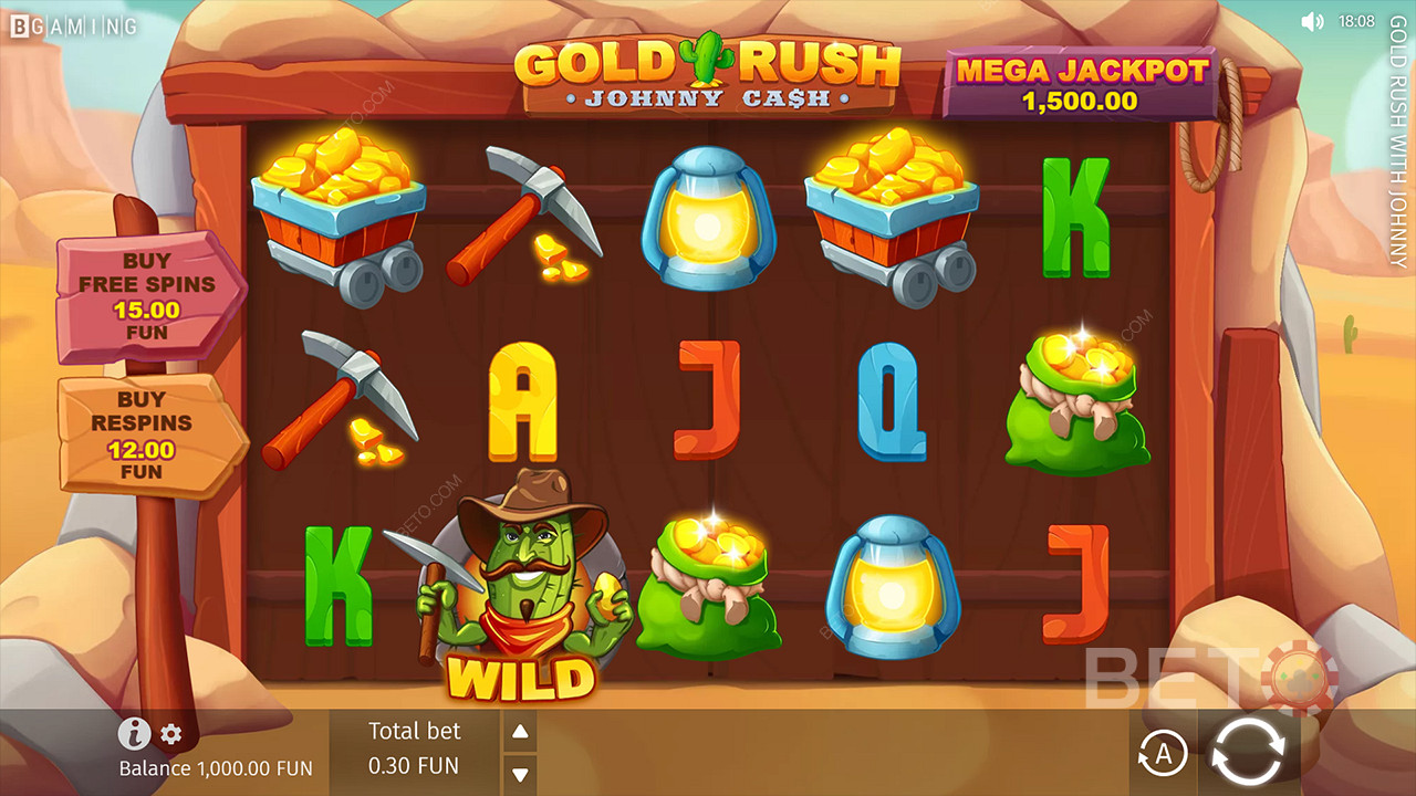 Αγοράστε απευθείας τα μπόνους που θέλετε στο παιχνίδι Gold Rush With Johnny Cash καζίνο