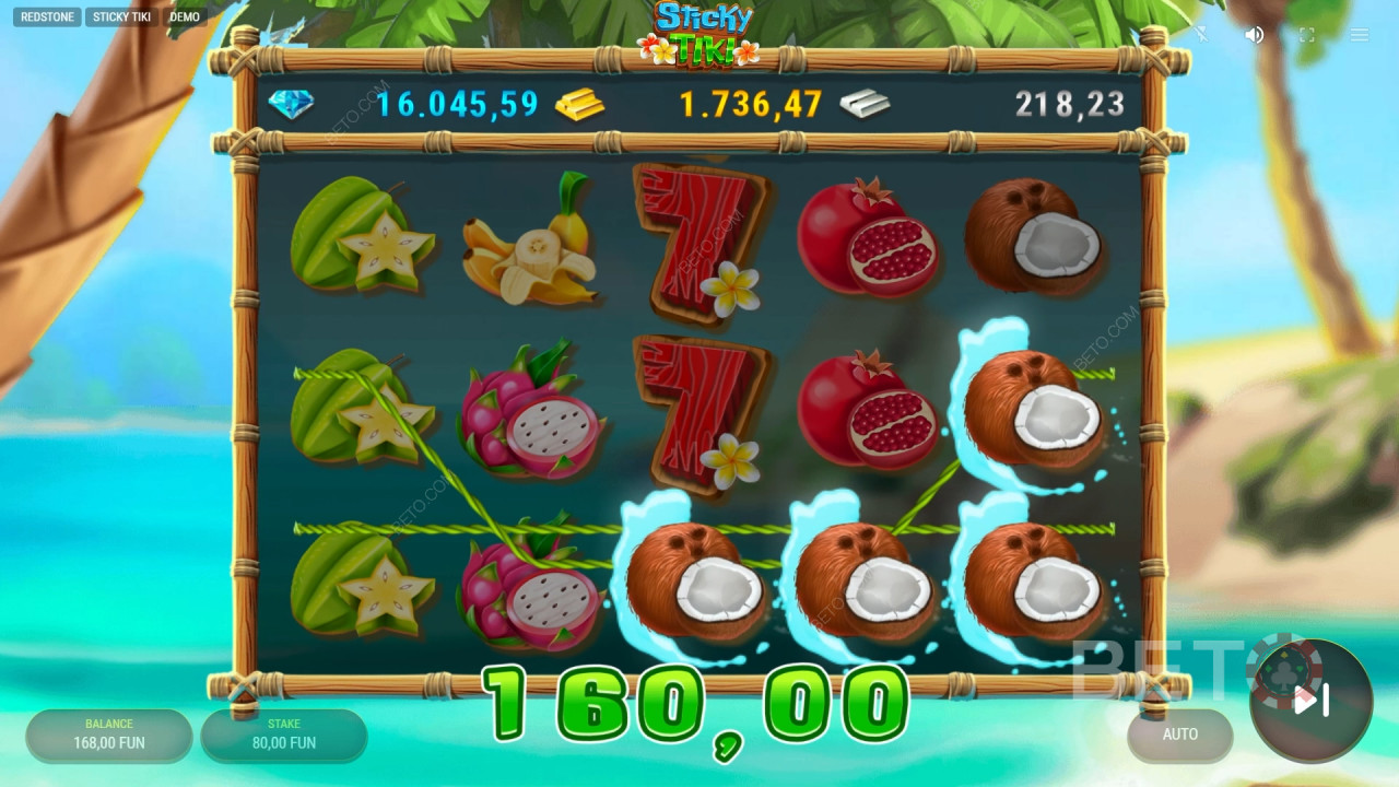 Τα χαρακτηριστικά μπόνους εξηγούνται στο Sticky Tiki από το Redstone