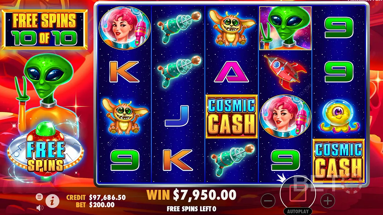 Gameplay του παιχνιδιού καζίνο Cosmic Cash
