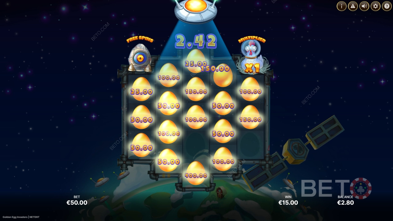 Κερδίστε το στοίχημά σας στον κουλοχέρη Golden Egg Invaders!