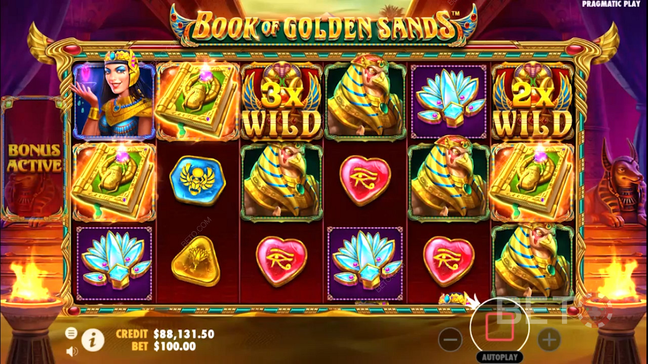 Τα Multiplier Wilds εμφανίζονται στον online κουλοχέρη Book of Golden Sands