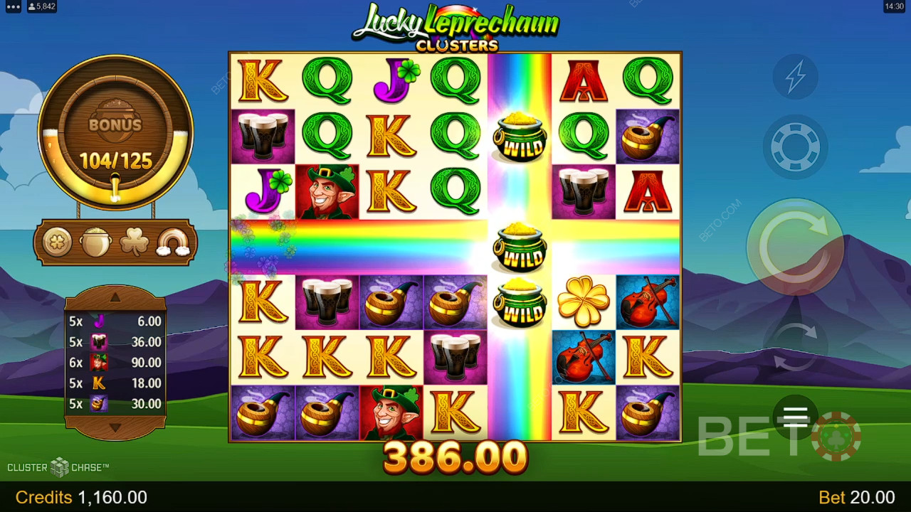 Τα χαρακτηριστικά μπόνους εξηγούνται στο Lucky Leprechaun Clusters από το Microgaming