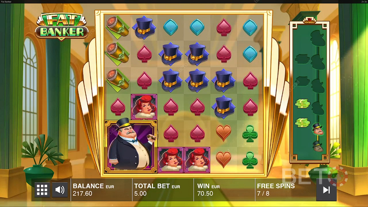 Το Fat Banker Wild εμφανίζεται στον πρώτο κύλινδρο του βασικού παιχνιδιού.