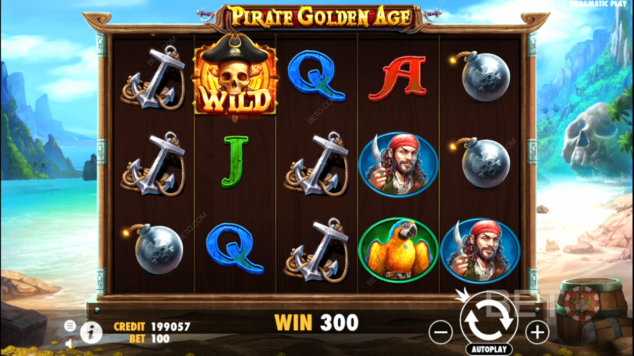 Ακόμη και τα κανονικά σύμβολα πληρωμής μπορούν να δώσουν μεγάλες πληρωμές στον κουλοχέρη Pirate Golden Age.