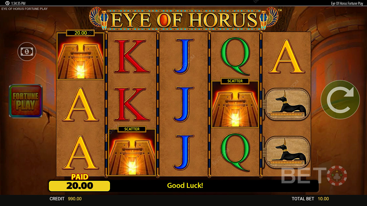Ετυμηγορία για το Eye of Horus Fortune Play Online Slot